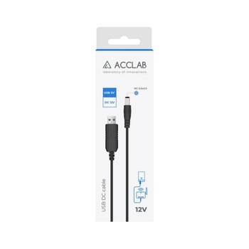 Кабель для роутера USB от павербанка ACCLAB USB to DC, 5,5х2,5 мм, 12V, 1A, 1 м Black (1283126552847)