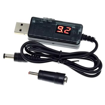 Кабель для роутера USB от павербанка 5V -9V,12V - 5,5х2,5mm + штекер 3.5x1.35mm