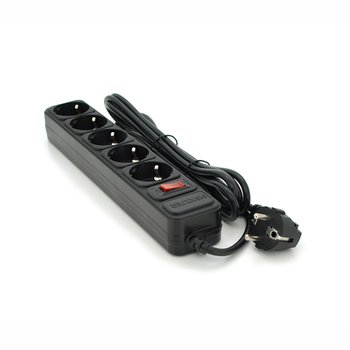 Удлинитель сетевой  Maxxter SP5, 220В 10А, 5 розеток, 3 м, Black