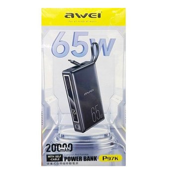 Повербанк (PowerBank) AWEI P97K 20000mAh 65W (Чорний) Повербанк (PowerBank) AWEI P97K 20000mAh 65W (Чорний)