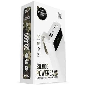Повербанк (PowerBank) Powerway TX-30 30000 mAh (Белый)