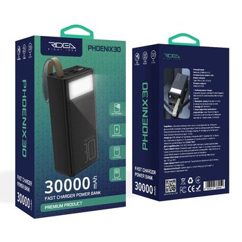 Повербанк (PowerBank) Ridea RP-D30L Phoenix30 10W digital display + lamp 30000 mAh (Черный)