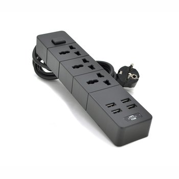 Сетевой фильтр ТВ-Т08, 3 розетки + 4 USB, 2 м, сечение 3х0,75мм, 2500W, Black Сетевой фильтр ТВ-Т08, 3 розетки + 4 USB, 2 м, сечение 3х0,75мм, 2500W, Black