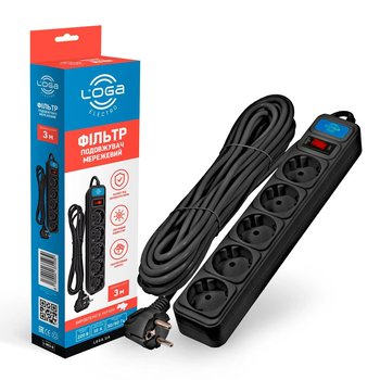 Удлинитель сетевой Loga L-903-B 3m