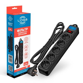 Удлинитель сетевой Loga L-902-B 1.8m
