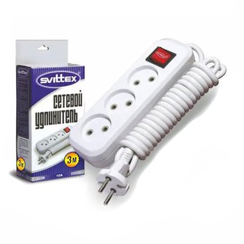 Удлинитель Svittex SV-012-3 с трехместной розеткой и выключателем 3 м Удлинитель Svittex SV-012-3 с трехместной розеткой и выключателем 3 м