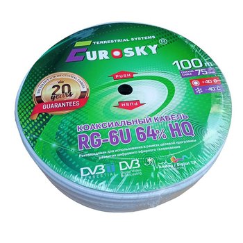 Коаксиальный кабель EUROSKY RG-6U 64%
