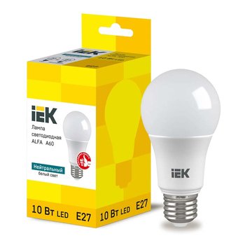 Светодиодная лампа IEK ALFA A60 шар E27 10W 4000K