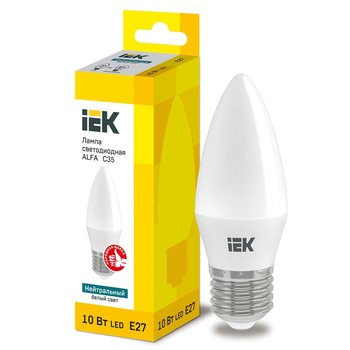 Светодиодная лампа IEK ALFA C35 Свеча E27 10W 4000K