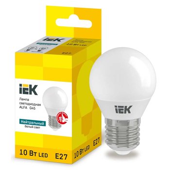 Светодиодная лампа IEK ALFA G45 E27 10W 4000K