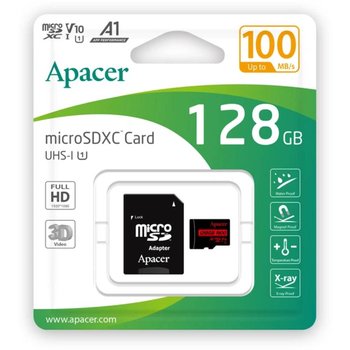 Карта пам`ятi  128GB MicroSDHC UHS-I Class 10 Apacer + SD adapter (AP128GMCSX10UB-R) 