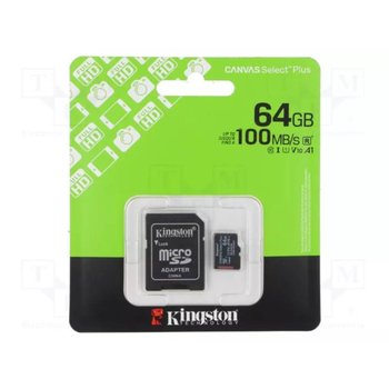 Карта пам`яті 64GB MicroSDXC Kingston Canvas Select Plus R150MB/s + SD-адаптер (SDCS3/64GB)