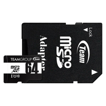 Карта пам`ятi 64GB MicroSDHC UHS-I Class 10 Team Black + SD-adapter (TUSDX64GCL10U03) 