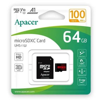 Карта пам`ятi 64GB MicroSDHC Apacer + SD adapter (AP64GMCSX10UB-R) Карта пам`ятi 64GB MicroSDHC Apacer + SD adapter (AP64GMCSX10UB-R)
