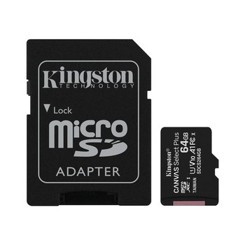Карта памяти MicroSDXC 64GB UHS-I Class 10 Kingston Canvas Select Plus R100MB/s + SD-адаптер (SDCS2/64GB)