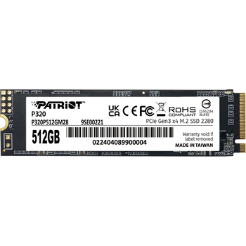 Накопичувач SSD M.2 512GB Patriot P320 2280 PCIe 3.0 x4 NVMe TLC (P320P512GM28)
