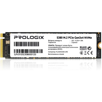 Накопичувач SSD M.2 256GB Prologix S380 2280 PCIe 3.0 x4 NVMe TLC (PRO256GS380)