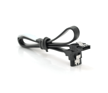 Кабель інтерфейсний SATA 0.45м, кут 90° з клямкою, чорний