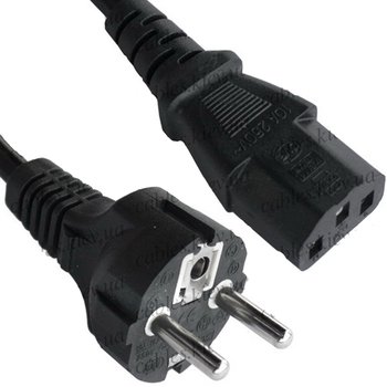 Шнур сетевой компьютерный 3x0.75мм, прямая вилка,1.8м, чёрный