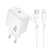 Зарядний Пристрій Borofone BAS43A 1USB-C PD/QC 20W+Type-C to Lightning (Бiлий)