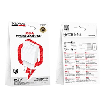 Зарядний пристрій Borofone BAS71A 1USB 2.1A (Білий)