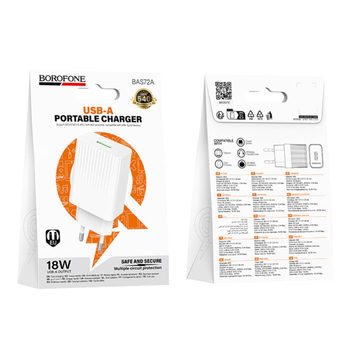 Зарядний пристрій Borofone BAS72A 1USB QC3.0 18W (Білий)