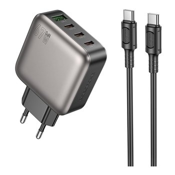 Зарядний Пристрій Borofone BAS57A 3USB-C/1USB PD/QC 67W GAN+Type-C to Type-C (Чорний)