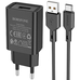 Зарядний пристрій Borofone BA68A Glacier USB 2.1A Black (BA68ACB) + Кабель Type-C