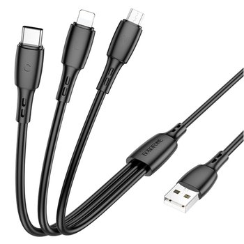 Кабель Borofone BX71 3-in-1 IP+Type-C+Micro (Чорний)