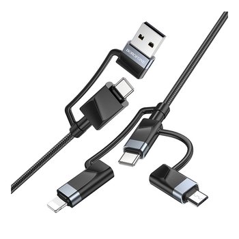 Кабель Borofone BU51 6-in-1 USB/C to iP/Micro/Type-C(L=1.2M) (Чорний) Кабель Borofone BU51 6-in-1 USB/C to iP/Micro/Type-C(L=1.2M) (Чорний)