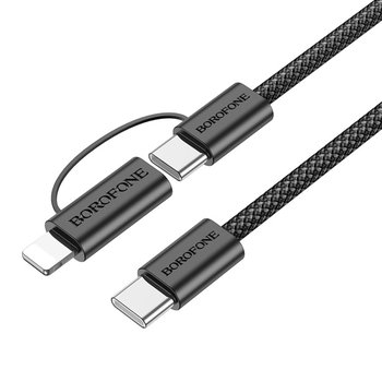 Кабель Borofone BX104 Primo two-in-one 60W Type-C to Type-C/iP PD27W (Чорний) 