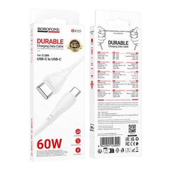 Кабель Borofone BX121 Type-C to Type-C 60W (Білий)