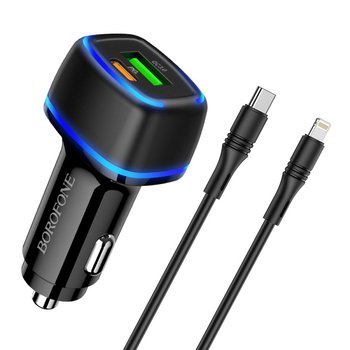 Автомобільний Зарядний Пристрій Borofone BZ14A PD20W+QC3.0 Type-C to Lightning 3A (Чорний)