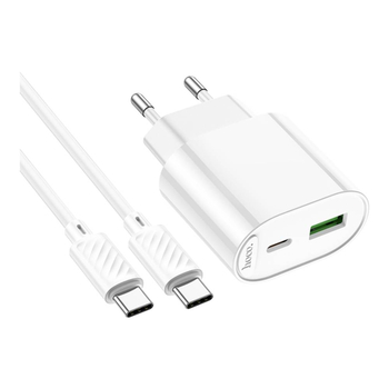 Зарядний пристрій Hoco C109A 1USB-C/1USB PD/QC 20W+Type-C to Type-C (Бiлий)