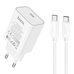 Зарядний пристрій Hoco C143A 1USB-C PD/QC 20W+Type-C to Type-C (Бiлий)