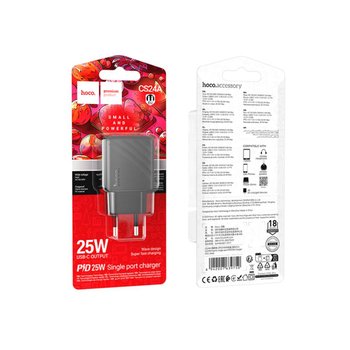 Зарядний пристрій Hoco CS24A 1USB-C PD/QC 25W (Чорний) Зарядний пристрій Hoco CS24A 1USB-C PD/QC 25W (Чорний)