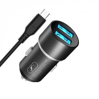 Автомобильное зарядное устройство SkyDolphin SZ02V Aluminium (2USB, 2.4A) Black + кабель microUSB (AZP000073)