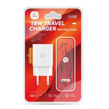 Зарядний пристрій XO L127 1USB QC 18W+USB to Micro (Білий)
