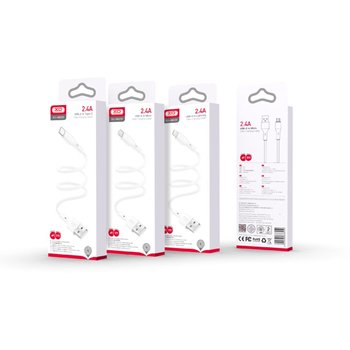 Кабель XO NB230 Rock Series Lightning 2.4A (Бiлий) 