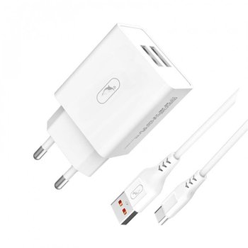 Зарядное устройство SkyDolphin SC30T (2USB, 2.1A) White (MZP-000113) + кабель Type-C