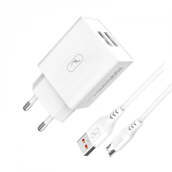 Зарядний пристрій SkyDolphin SC30V (2USB, 2.1A) White + кабель microUSB (MZP000114)