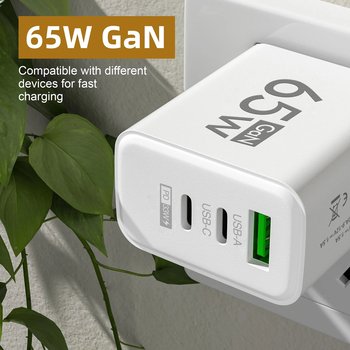 Зарядний пристрій 65W GAN 1USB/2Type-c Charger model TRG-185