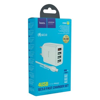 Зарядное устройство Hoco C102A Fuerza QC3.0 28.5W + Кабель Type-C (Белый)